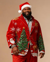 Big & Tall Men's Christmas Vintage Christmas Tree Print Suit